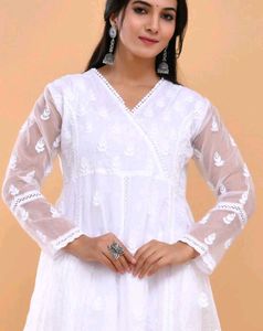 chikankari anarkali kurta