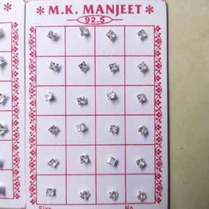 92.5 Pure Silver Dimond Nose/Ear Earings1 pair