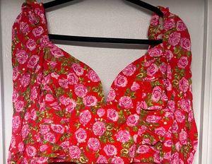 🌸 ZARA Floral Corset Style Crop Top – XS