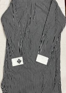 Women's Striped Bib-Front Broadcloth Shirtdress