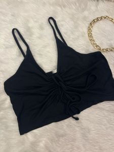 Black Ribbed Crop Top