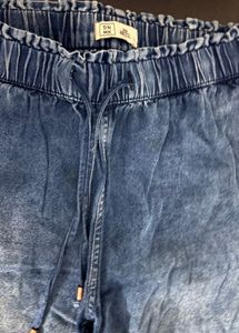 Women's Blue Denim Jogger Pants