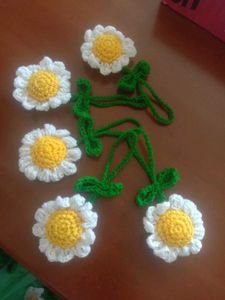 Handmade Crochet Daisy  keychain