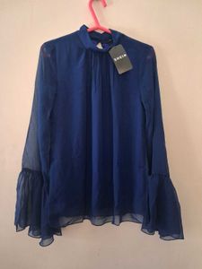 Shein Royal Blue Bell Sleeve Top