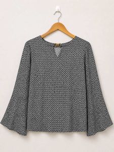 Stylish Chevron Print Bell Sleeve Top