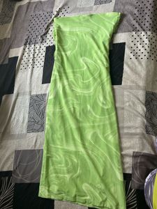 Strapless Ruched Lime Green Dress