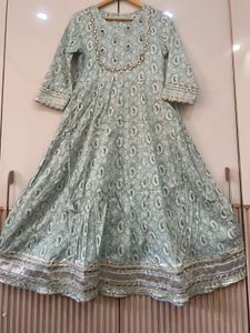 Sky Blue Anarkali Gotapatti suit Set