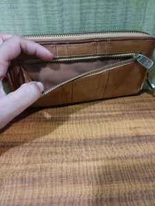 Classic Brown Leather Zip-Around Wallet