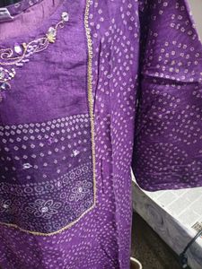 Vibrant Purple Bandhani Kurta