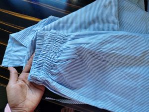 Shein Blue Striped Crop Top with plazzo