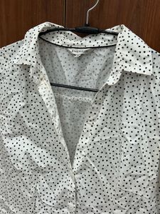White Polka Dot Button-Up Shirt