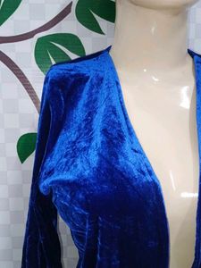 (425)Blue Velvet Cropped Jacket