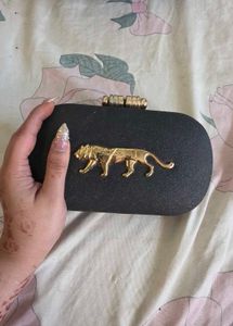 Designer Clutch with Tiger Embellishment