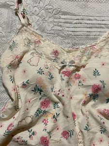 Cute Floral Bunny Pajama Top