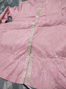 Pink Kurta with Gold Embellishments