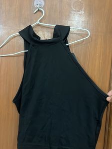 Sleek Black Halter Neck Top