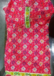Red Printed Cotton kurta