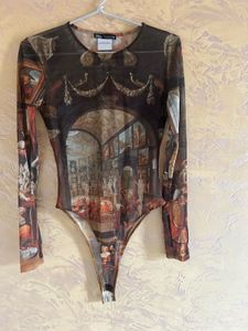 Artistic Print Long Sleeve Bodysuit