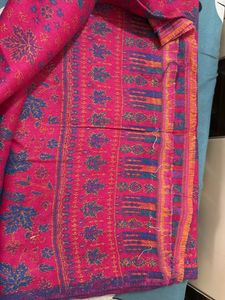 Vibrant Pink Leaf Print Dupatta