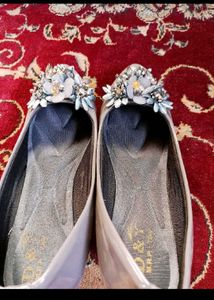 Elegant Grey Embellished Heels