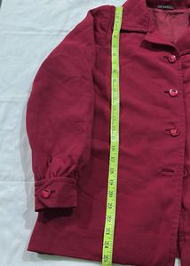 Stylish Red Collared Button-Up Top