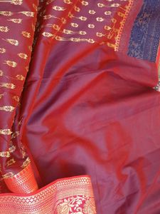 Elegant Burgundy Saree with Golden Weave
