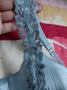 Satin Lace Padded Bra