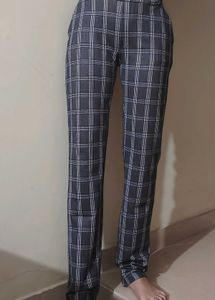 Combo Of 2 Trousers Grey Checked And Beige