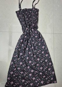 Floral Print Smocked Midi Dress