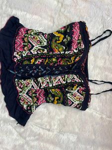 Boho Print Corset Top