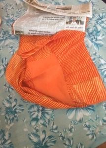 Orange Striped Leheria Georgette Saree