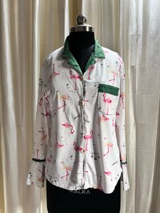 Flamingo Print Pajama Top
