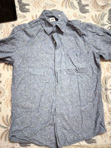 Men's Blue Floral Print Short Sleeve Shirt
