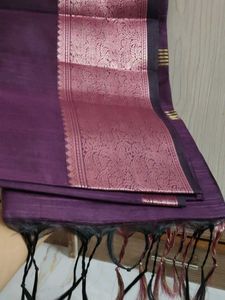 Elegant Purple Silk Saree with Pink Border