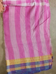 Pink Checkered Saree with Border