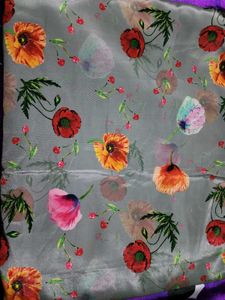 Flowy Floral Print Dress Material