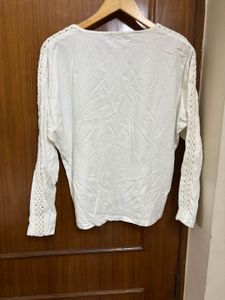 White Lace Sleeve Top
