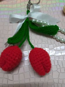 Handmade crochet tulip Keychain