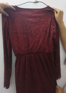 Sparkling Red V-Neck Dress