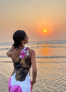 One-Shoulder Floral Print Maxi Dress