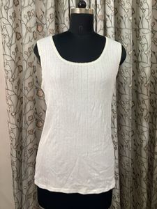 White Ribbed Sleeveless Camisole Top