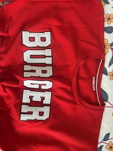 Red 'Burger' Long Sleeve Top