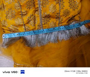 Yellow Tiered Lehenga Skirt with dupatta