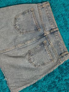 Light Wash Denim Mini Skirt