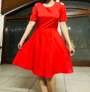 Flash ⚡Sale ❤️Cold Shoulder Flared Red Dress