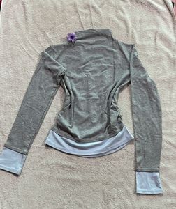 Grey Mock Neck Layered Long Sleeve Top s,m fit