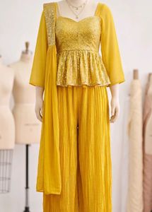 Stunning Yellow Sequined Lehenga Choli