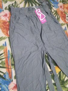 Stylish Grey Tie-Waist Pants