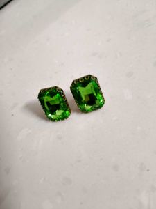Sparkling Green Emerald Cut Earrings