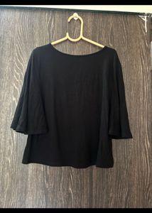 Black Flared Sleeve Top